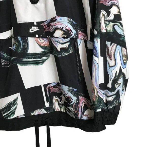 Nike Women's Black/Multi Marble-Print Half-Zip Hooded Jacket I Large - Picture 8 of 8